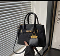 Crocodile-Patterned Color-Block Patchwork Bag