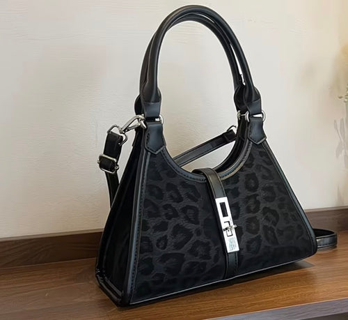 Elegant Leopard print shoulder crossbody purse