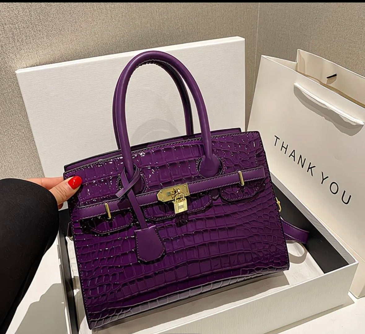 Glossy Leather Platinum Bag